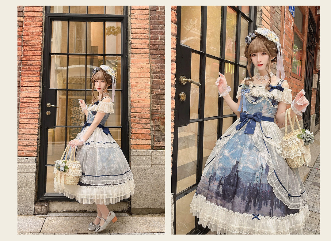 (BFM)Alice In Wonderland~Vintage Elegant Lolita JSK Dress Palace Style Summer Dress   