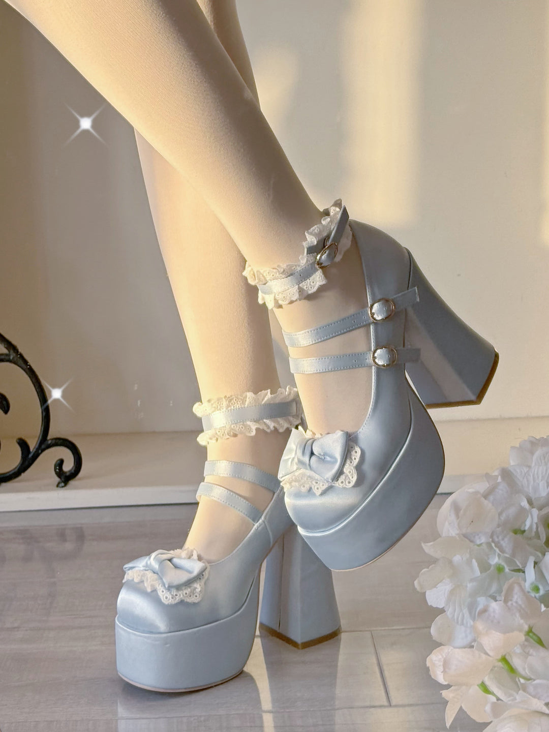 Pure Tea For Dream~Otome Fairy Tale~Sweet Lolita Shoes High Platform Satin Heels 42091:726150