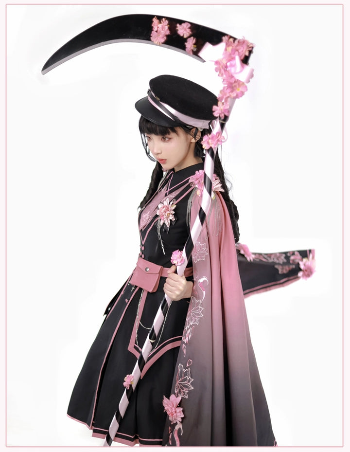 (BFM)Chunlv Lolita~Dark Pink Military Lolita OP Dress Lolita Cloak   