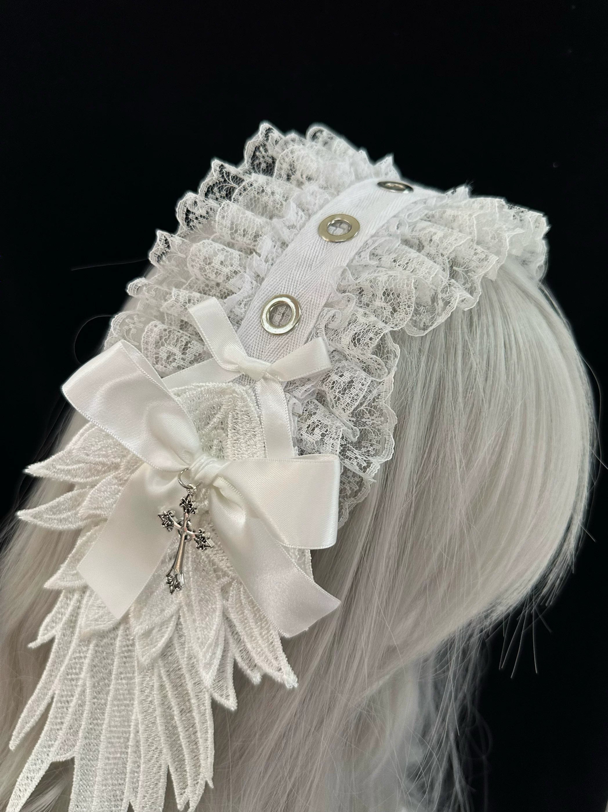 Lace Gothic Lolita Hairband, Feather Decoration