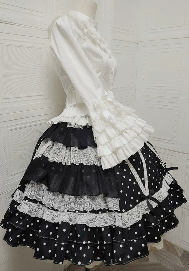 Sweet Angel - Retro Lolita Cake Skirt, Tiered Ruffles 44236:799557