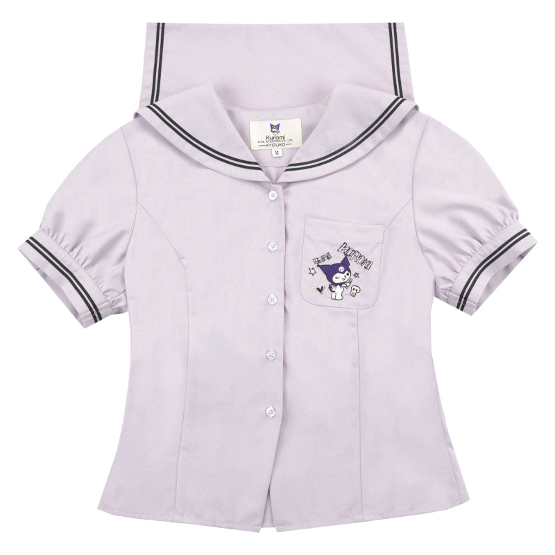 (BFM)KYOUKO~ Sweet Blouse Short Sleeve Sailor Collar Shirt S purple sailor collar slim fit blouse 