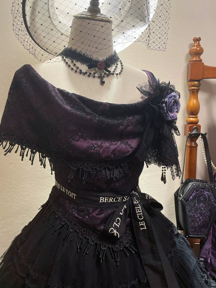 Krncrlo~Laocoon~Gothic Lolita SK Suit With Purple Snake & Apple Print 43289:772500