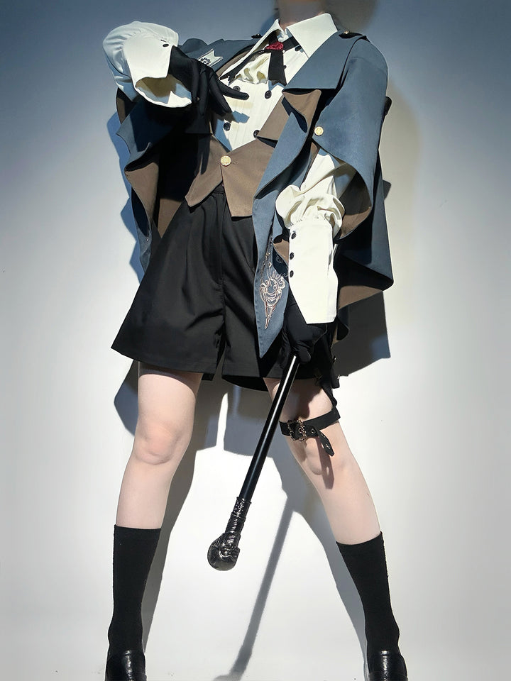 Designer's Gift~Narrative Poem~Ouji Lolita Shorts Suit with Shirt Cape and Vest