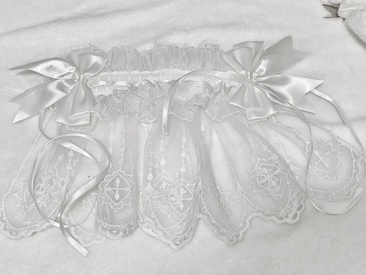 Halloween Gothic Lolita Lace Veil Hairband, Cross Embroidery 46006:872077