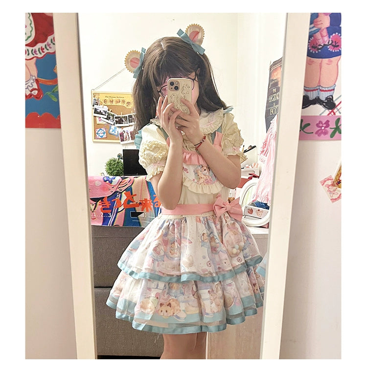 Mewroco~Sweet Lolita Dress Suit Salopette and Hoodied OP 41298:690608