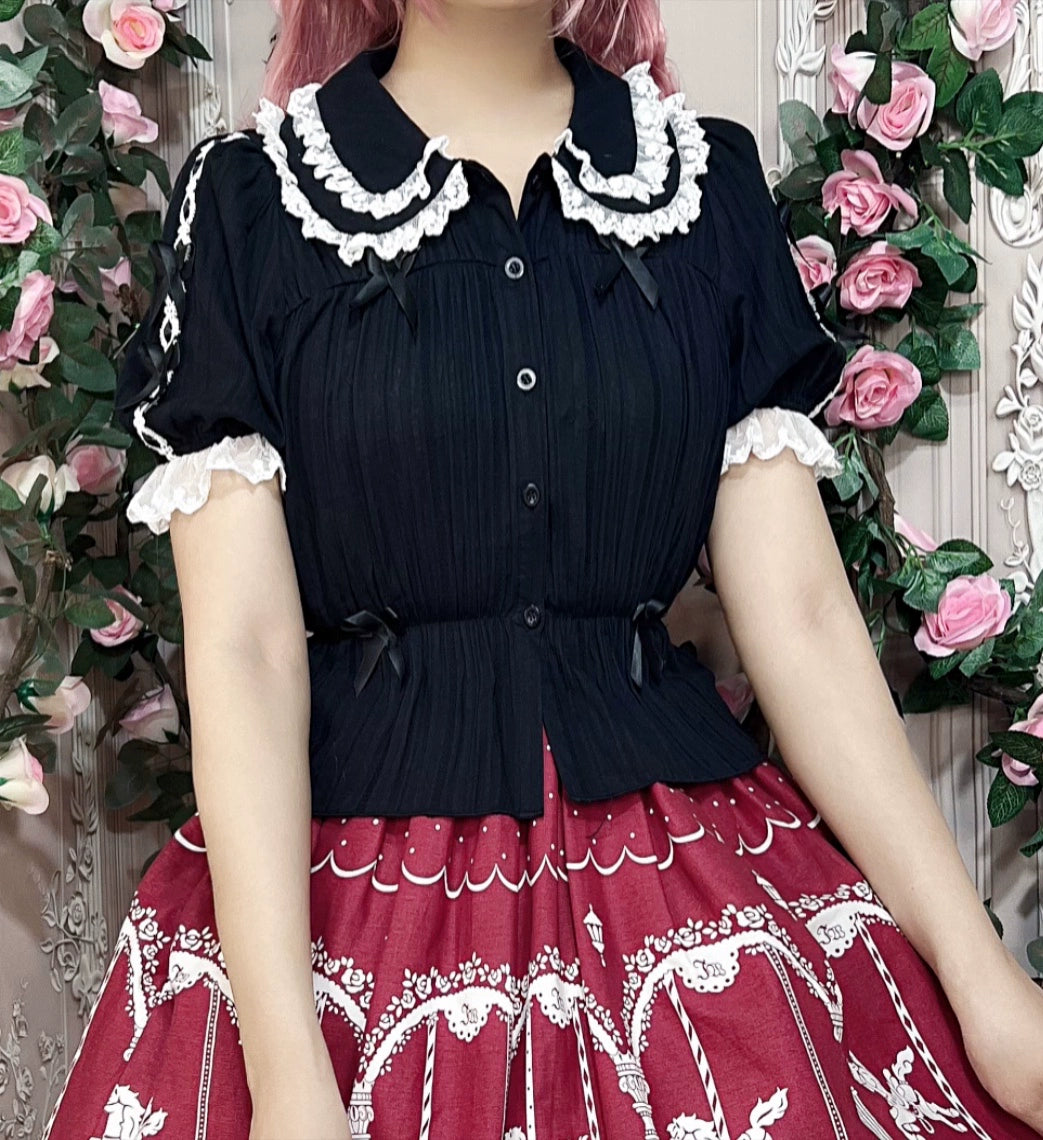 DMFS Lolita~Sweet Lolita Shirt Doll Collar Blouse High-waisted   