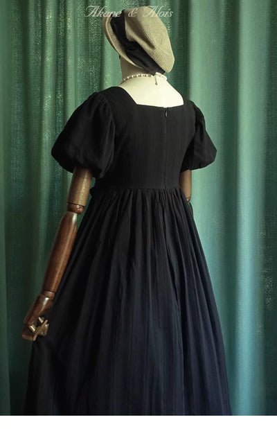 Akane Alois~White Night~Elegant Lolita Black High Waist Dress   