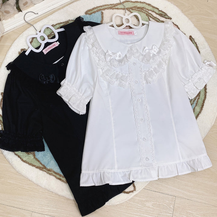 MIST~Summer Time~Kawaii Lolita Shirt with Peter Pan Collar and Short Sleeve