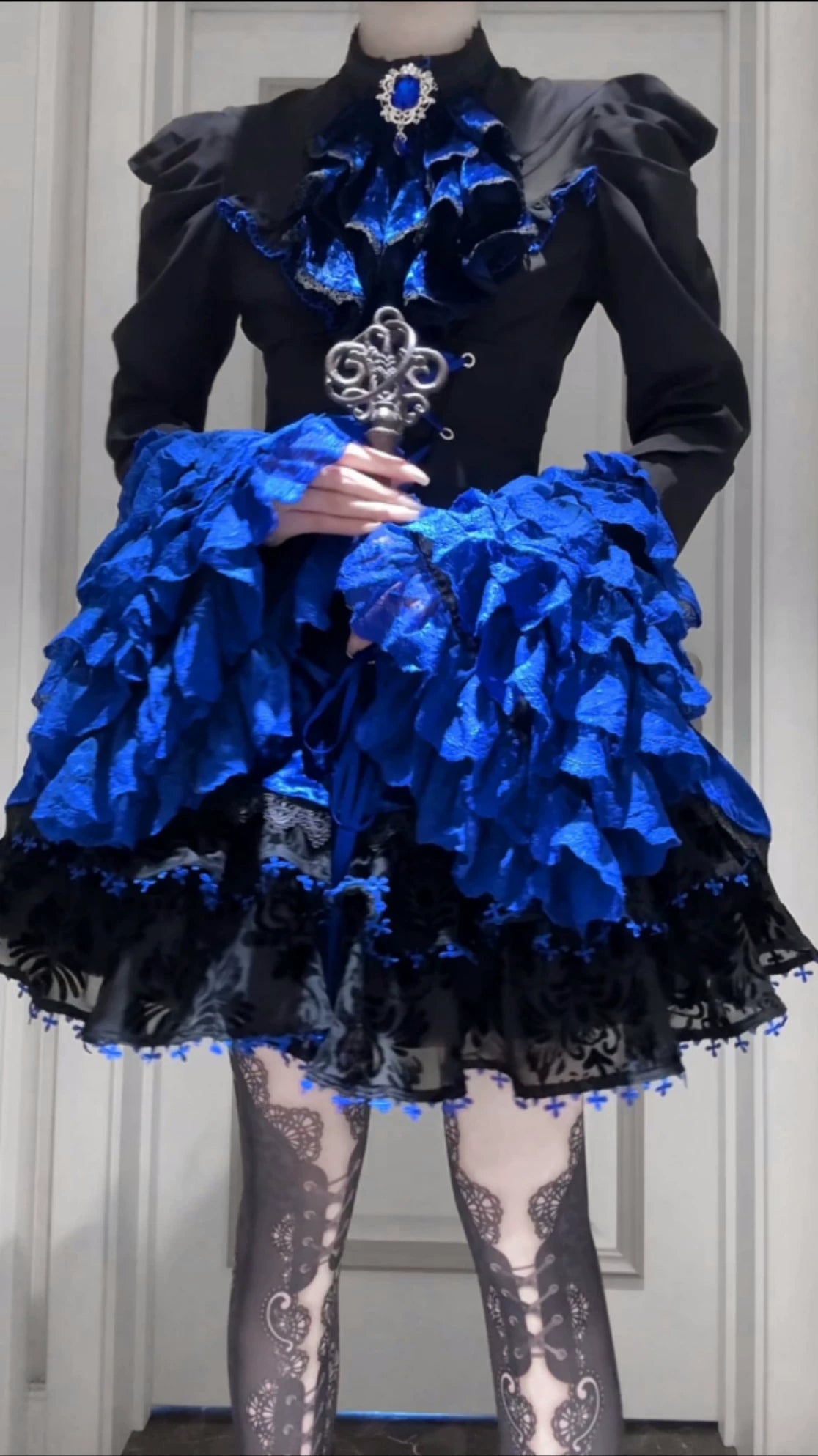 Twilight Hour - Gothic Lolita Hime-sleeve Blouse & Corset Skirt Set 45373:845801