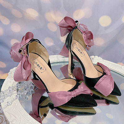 Sky Rabbit - Rose Oath - Large-sized Elegant Lolita High Heels 36 black pink 5cm