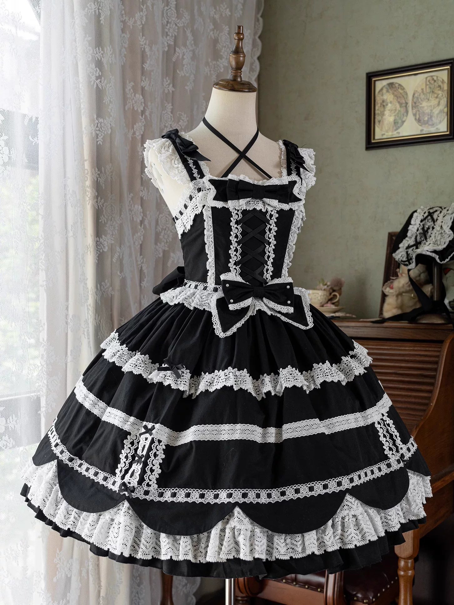 Cream Petal - Cotton Old School Lolita JSK, Layered Tiered Hem (L M S) 44538:812484