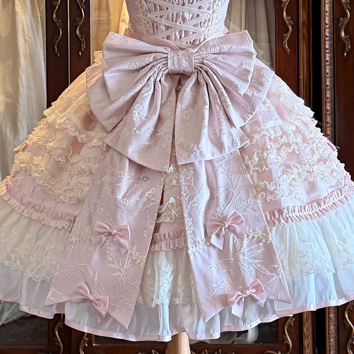 Jenny Love Song - Sweet Lolita Jacquard JSK Dress Set, Detachable Bows (L M S) 46118:875653