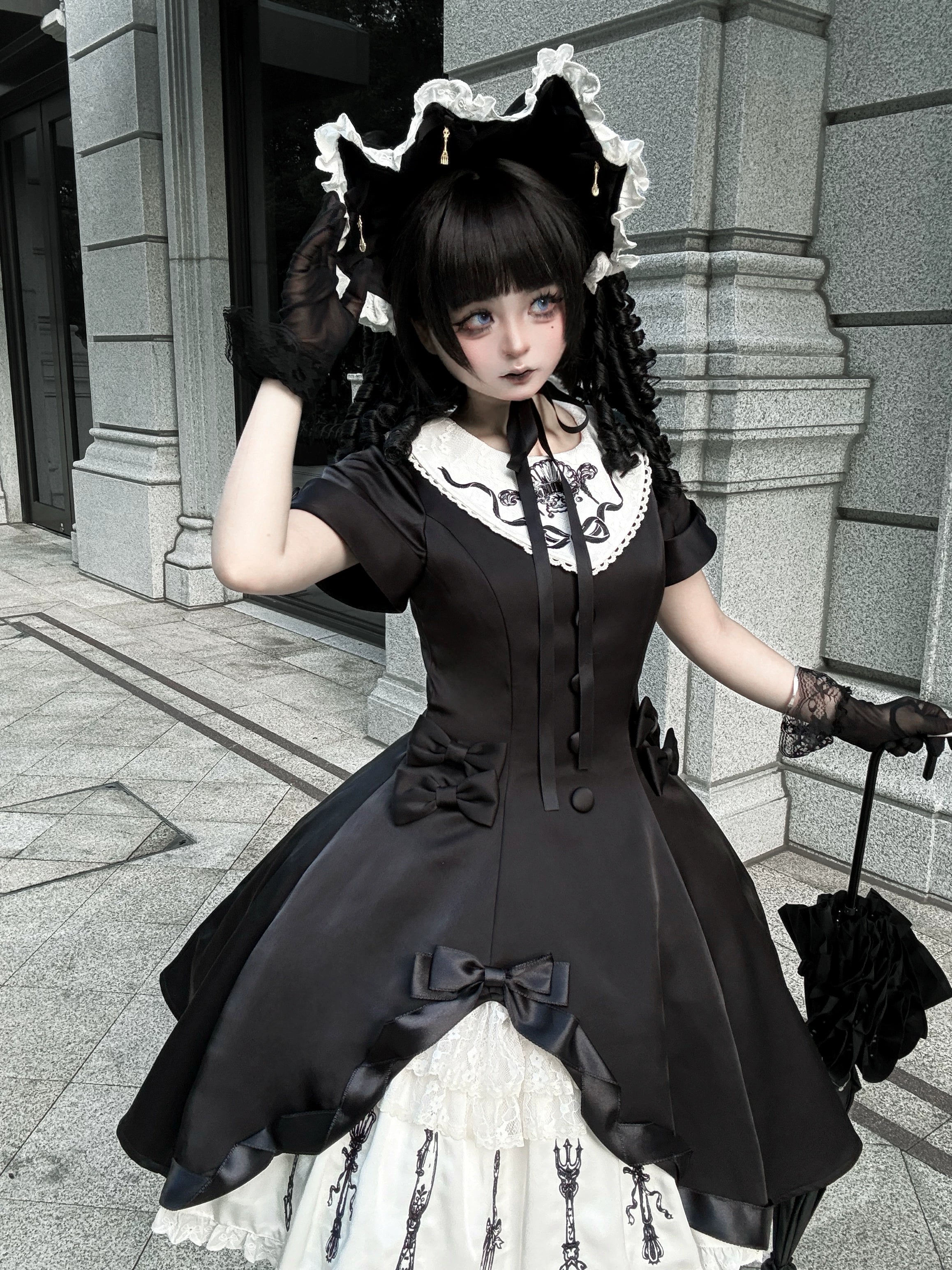 Silent Dinner - Gothic Lolita Six-Panel OP Dress with Cutlery Embroidery 45669:857733
