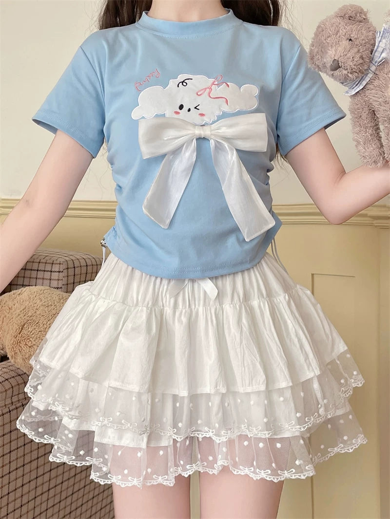 Sweet Lolita Cotton Bloomers, Lace Polka Dot Hem