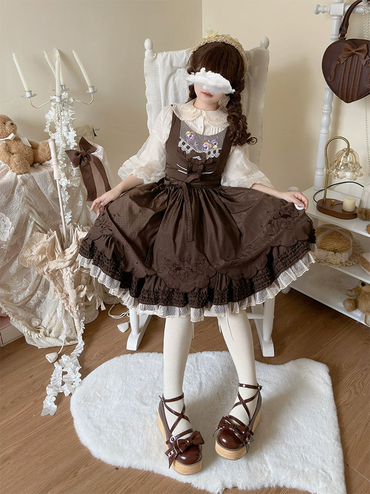 SeeYou~Sweet Cake~Sweet Lolita Platform Shoes Wood Grain