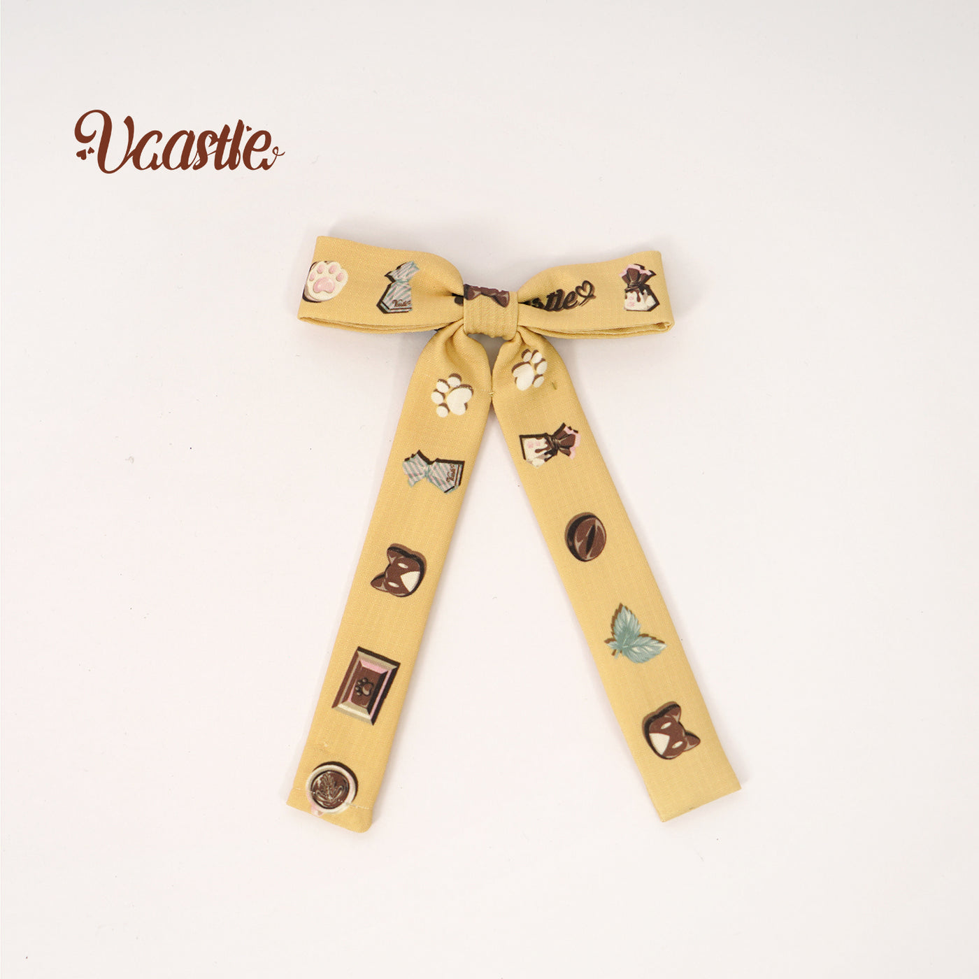 Vcastle~Mocha Chocolate~Kawaii Lolita Accessory Multicolors a yellow long-tailed bow hair clip  