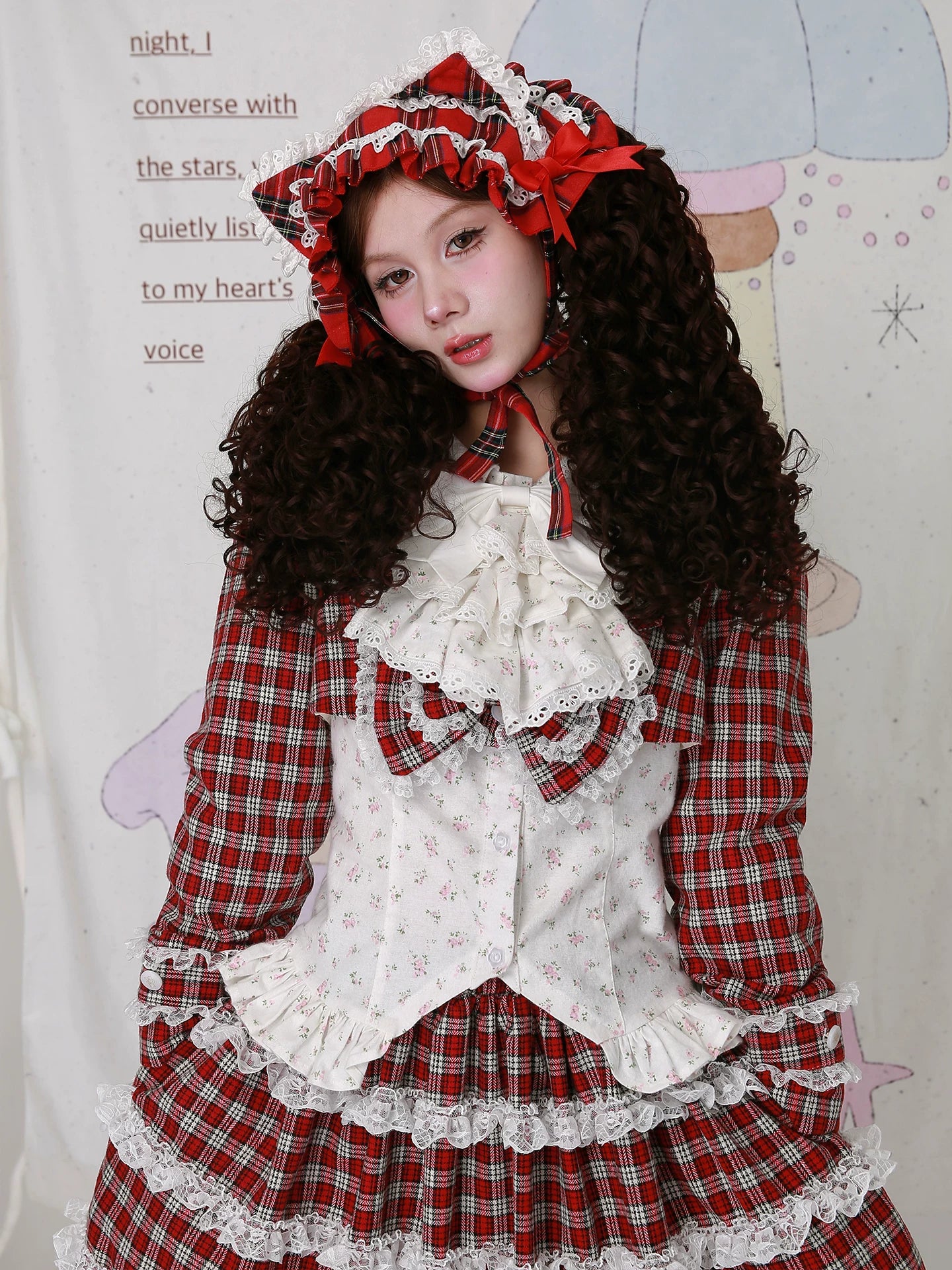 Old School Lolita Cotton Shirt, Floral Print 44517:812199