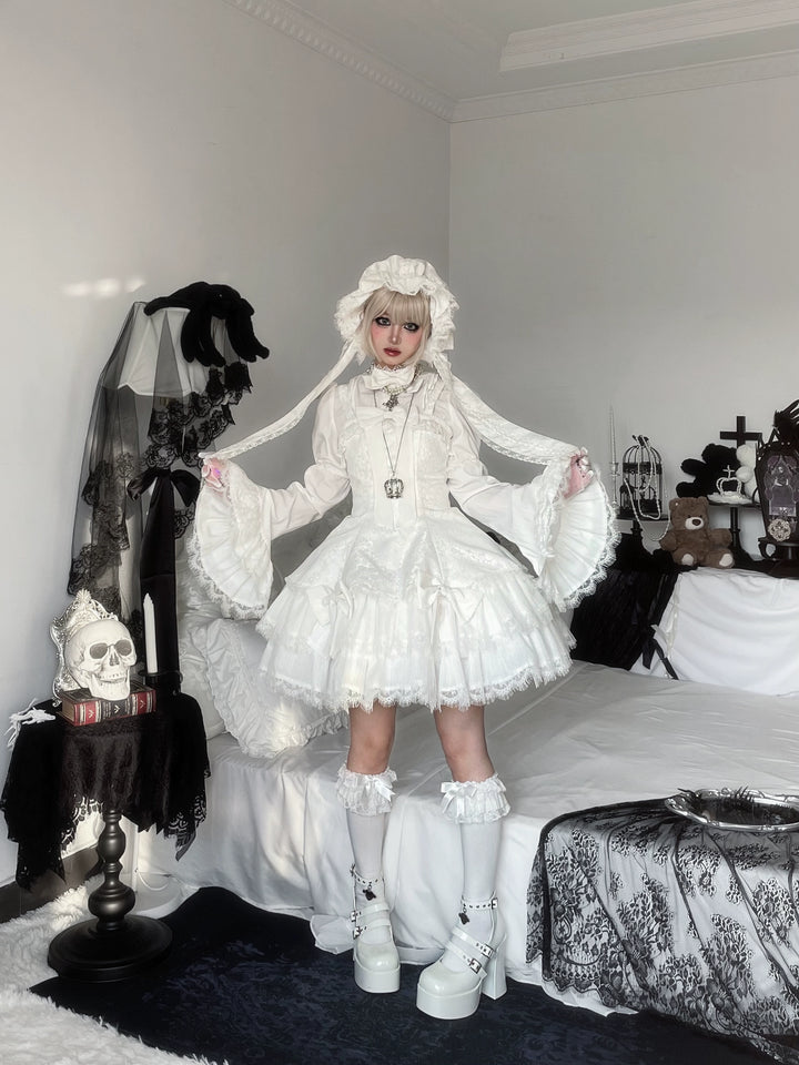 Frozen in time~Bunny Fantasy~Gothic Lolita JSK Dress Princess Sleeve Shirt White JSK Only XS