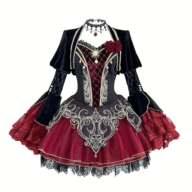 Letters from Unknown Star - Blood Feast - Gothic Lolita JSK Suit Daily Goth Dress Bolero+ JSK S