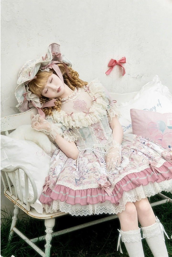 Bolero~Liliana Cat~Sweet Lolita Gorgeous OP Dress with Soft Lace & Organza