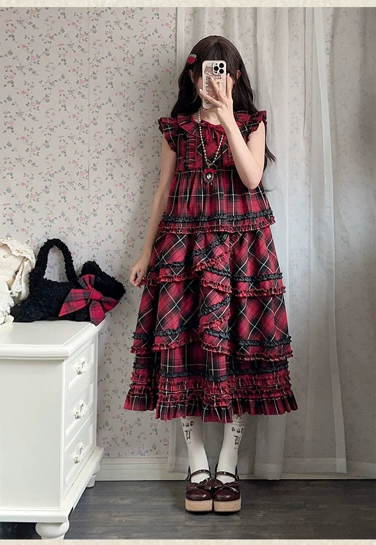 Honey Machine - Scotch Accordion - A-Line Plaid Daily Lolita JSK, Short Coat 44302:803294