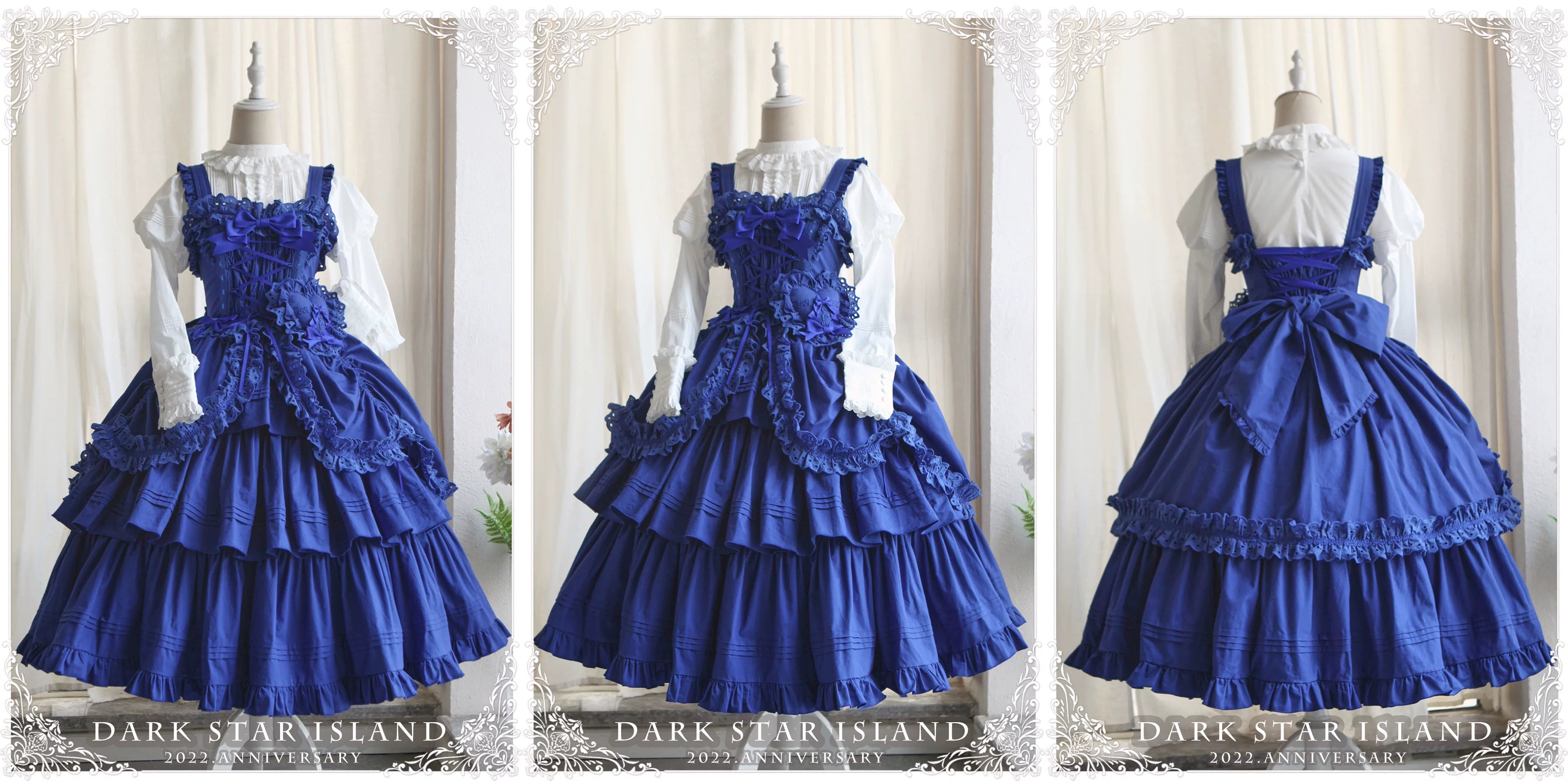 Cotton Gothic Lolita Long JSK, Drawn-up Hem