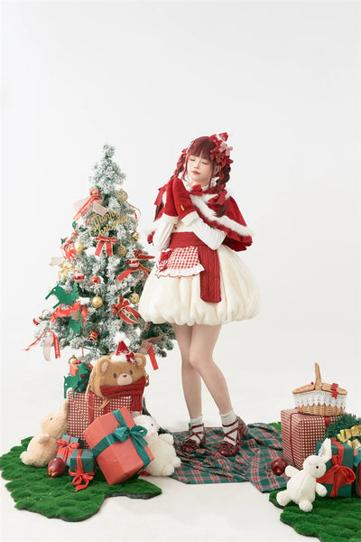 To Alice~Snowball~Christmas Lolita JSK Dress Red Cute Dress   