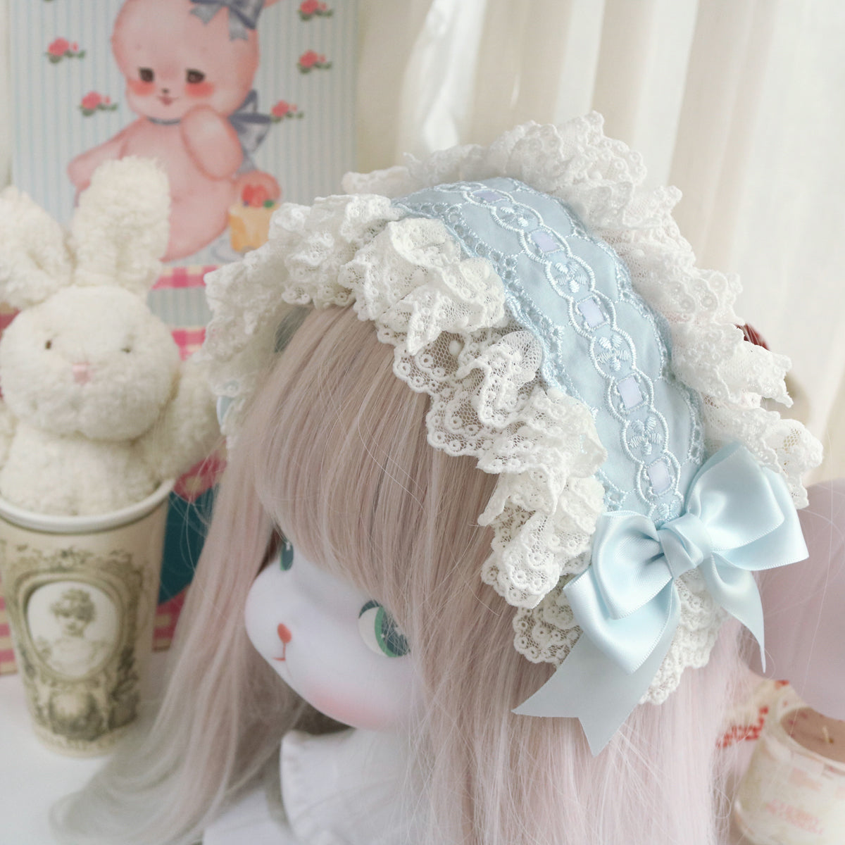 Creamy bubbles~Elegant Lolita Blue-white Hairband   