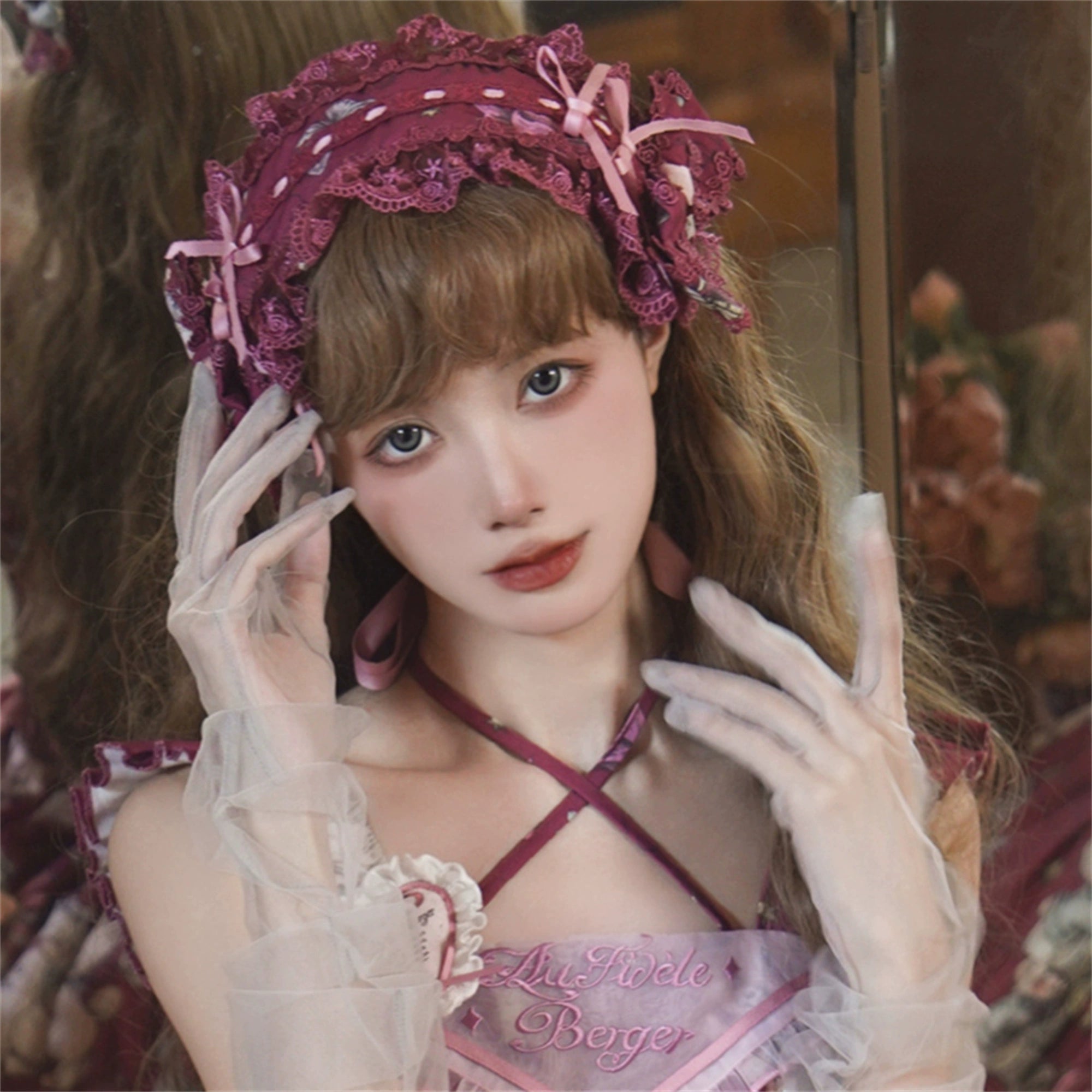 Babyblue~Vintage Lolita Bonnet Hair Band Kawaii Headdress 33578:429788