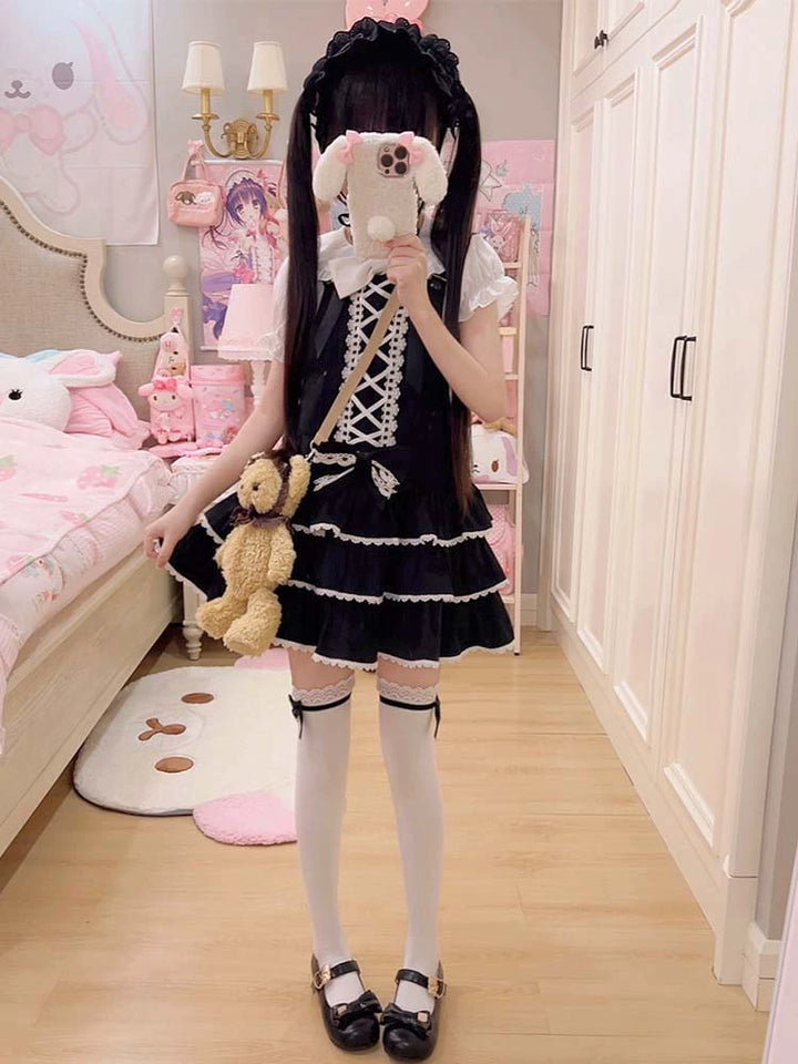 To Alice~Old School Lolita Salopette Suit Tiered Dress