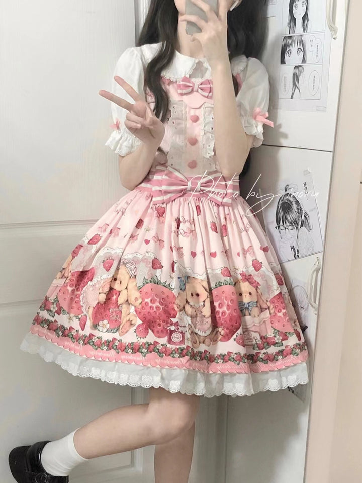 Polaris Lolita~Rabbit Berry Gift Box~Sweet Lolita Salopette and Dress Set (Large Small) 14060:180488