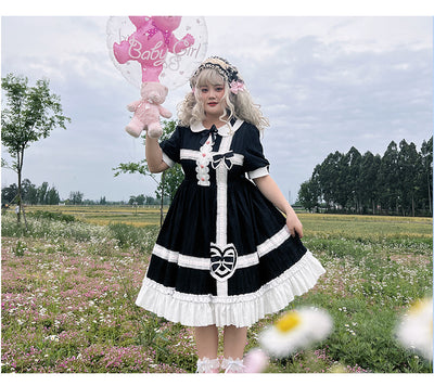 NanshengGe~Summer Lolita Sea Salt Short Sleeve Lolita OP M black short sleeve op 