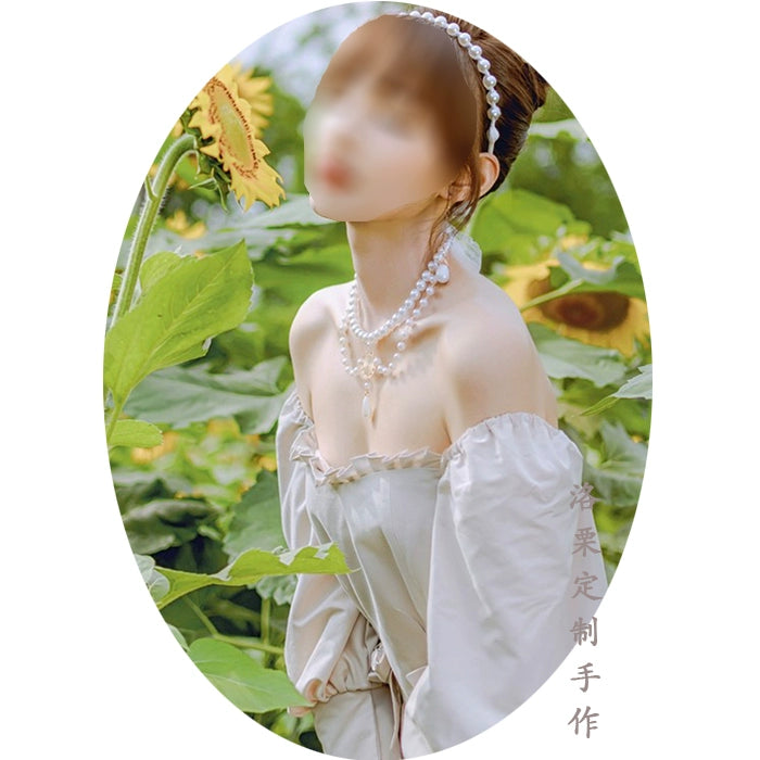 Luo Li~Wedding Lolita Necklace Multi-layer Pearl Pendant   