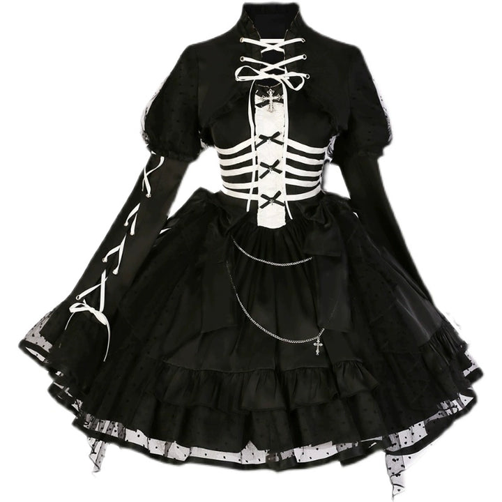 (BFM)Your Princess~Prisoner Fantasy~Gothic Lolita OP Dress Detachable Long Sleeves Bolero+Dress (Two-Piece Set) S 