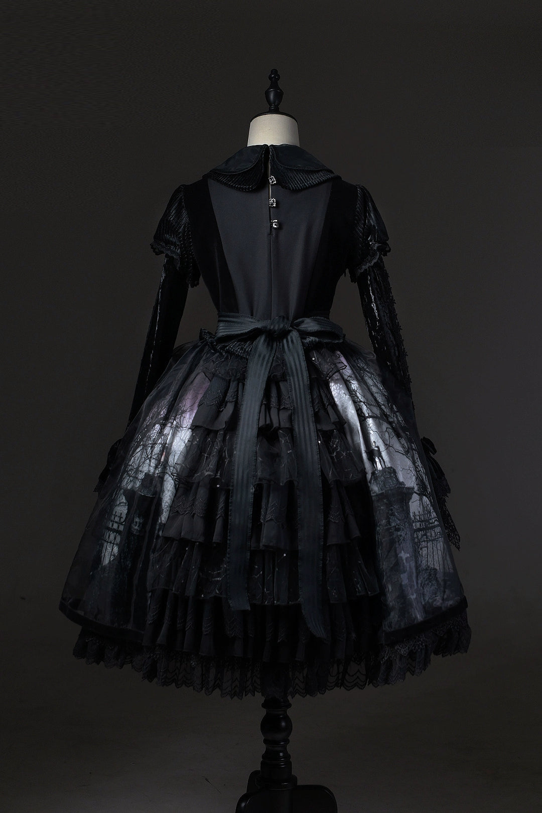 LilithHouse~Horror House~Gothic Lolita OP Set with Cape and Castle Print 42156:729046