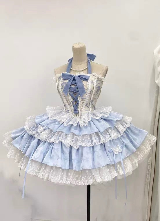 Qianmu~Endless Summer~Sweet Lolita Skirt Set with Ballet-Styled Bodice (L M S) 42404:739178