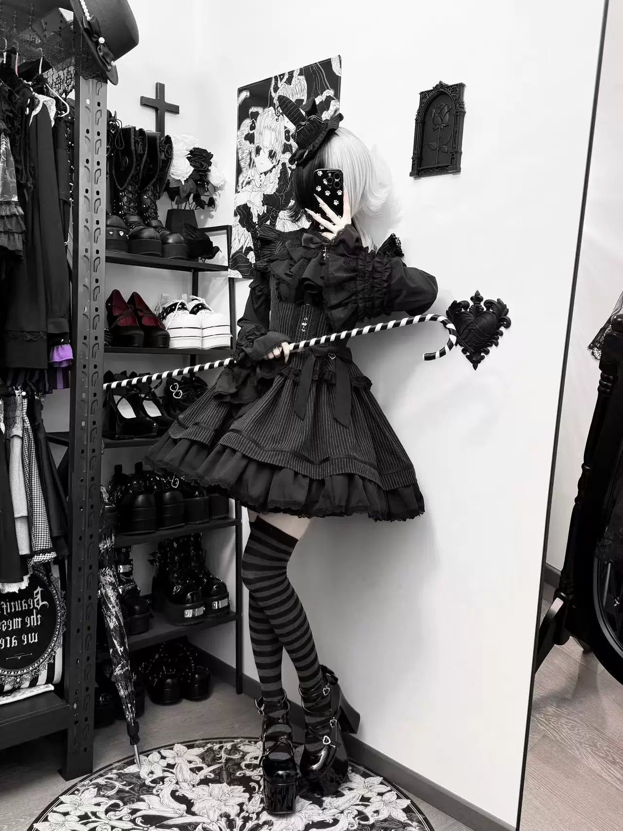 Moon Oath - Gothic Lolita Bust-supporting JSK Dress, Striped Style 44489:811262