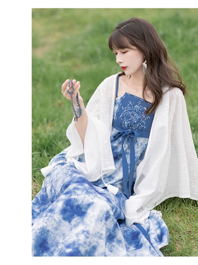 Chixia~Han Lolita Dress and Shawl Tie-dye Hanfu   