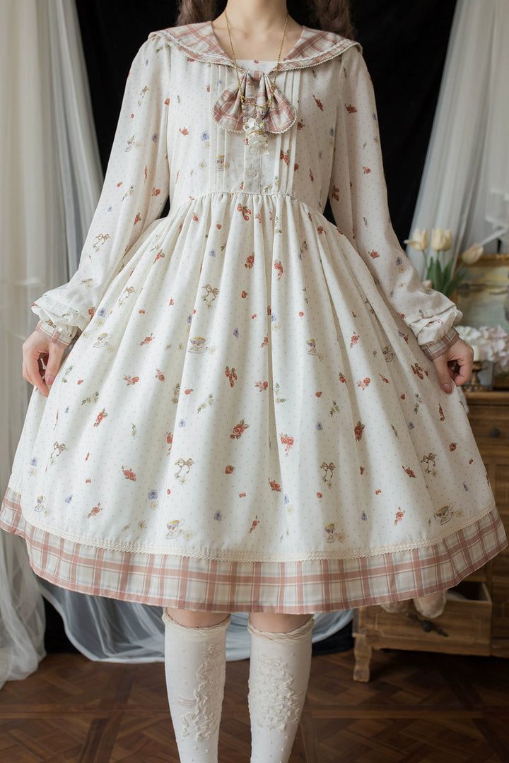 Miss Point~Sweet Lolita OP Cute Lolita Dress With Sailor Collar   