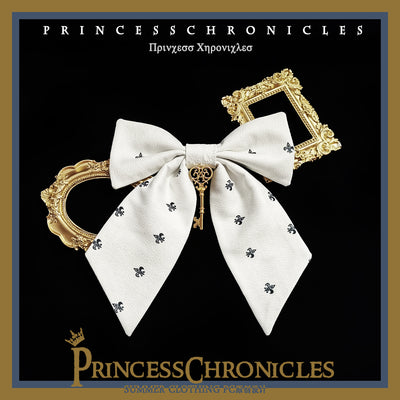 Princess Chronicles~Dark Fairy Tale~Elegant Lolita White Bow Side Clip a printed side clip  