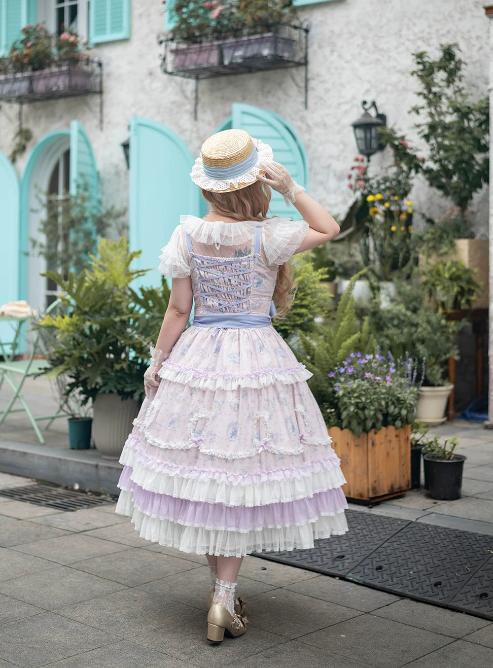 Bloom Lamb - Classic Lolita Embroidered JSK Dress, Tiered Hem 45519:851362