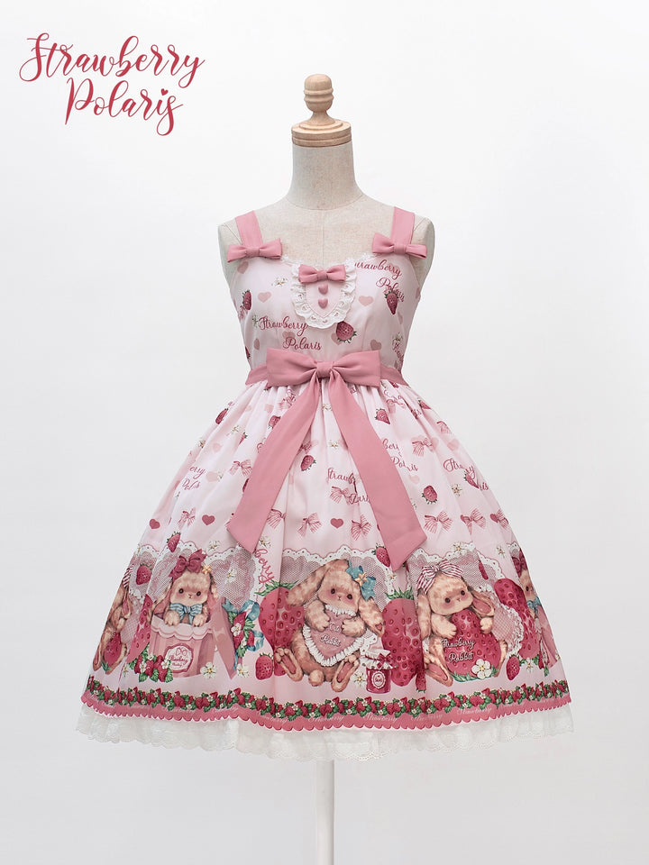 Polaris Lolita~Rabbit Berry Gift Box~Sweet Lolita JSK Pink Lolita Dress   