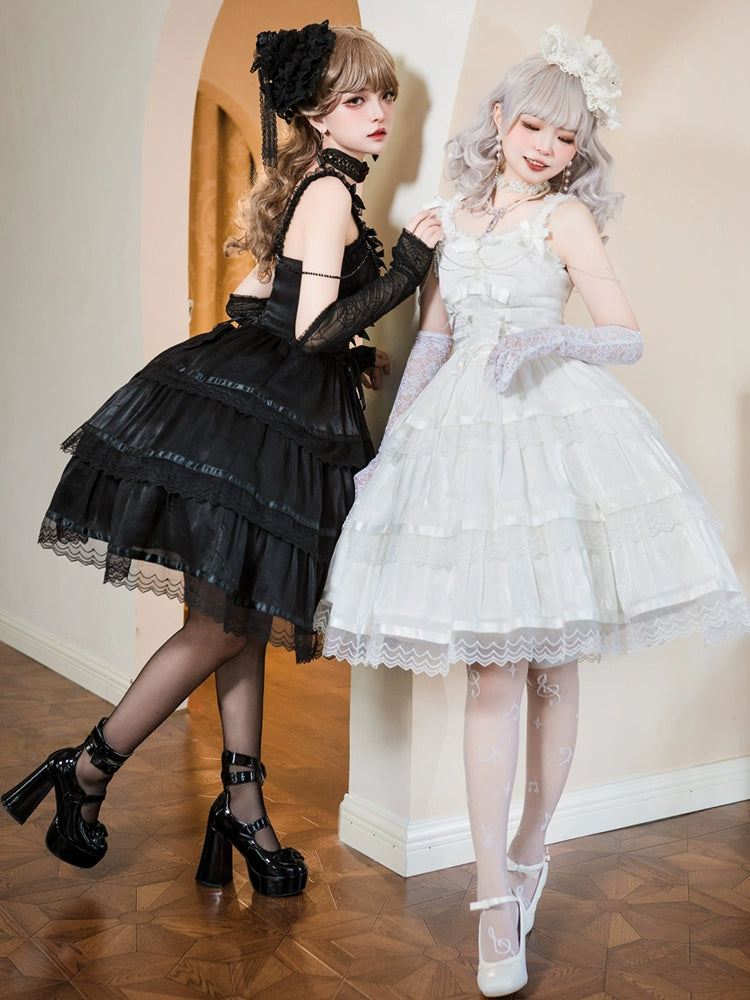 Sweet Date~Gothic Lolita JSK Wedding Dress Black and White Twin Lolita JSK   