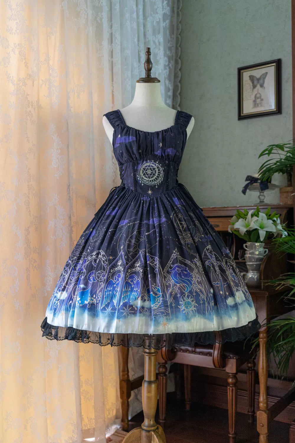 (BFM)Time Soild~Elegant Lolita JSK Dress 12 Constellation Gradient Color Dress S black and blue gradient 