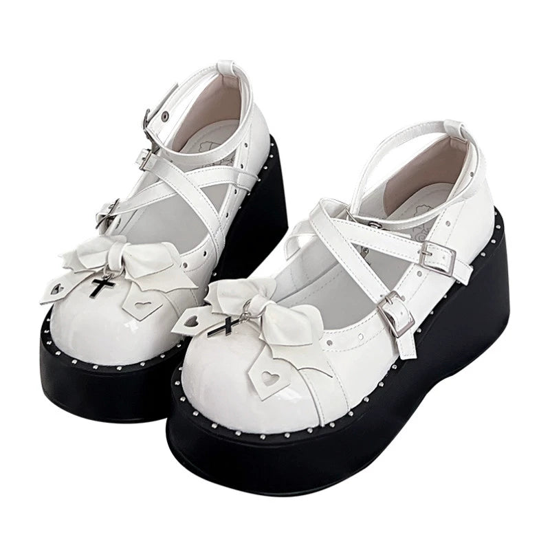 (BFM)Bondora~Devil Cross~Punk Lolita Shoes Cross High Platforms Shoes   