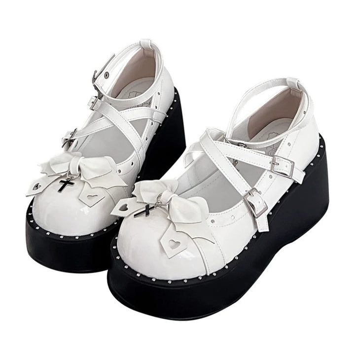 (BFM)Bondora~Devil Cross~Punk Lolita Shoes Cross High Platforms Shoes