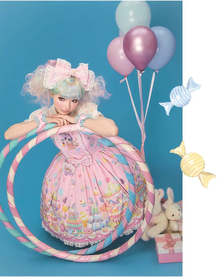 Sweet Dessert Land - Kawaii Lolita OP & JSK Dress Suit, Cake Print 44542:811599