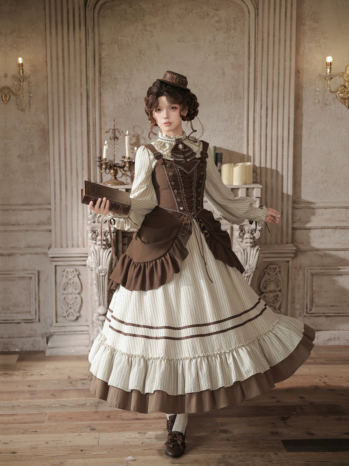 At Sunset - Fall Classic Lolita OP Dress Set, Bustier & Overlayer 45930:868527