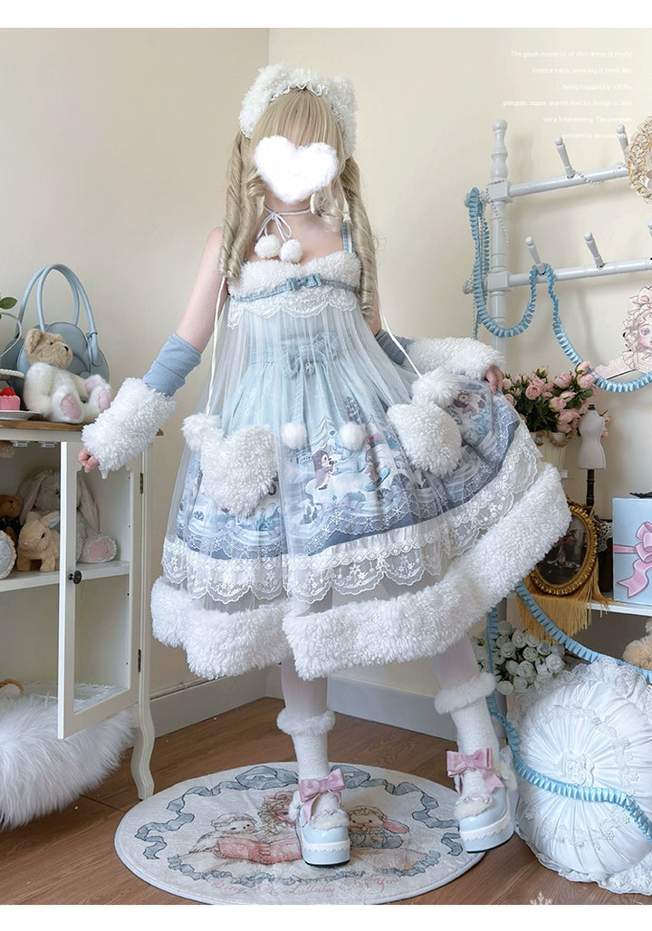 Spireme Cat~Penguin Snow Treasure~Kawaii Lolita JSK Penguin Printing Winter Dress   